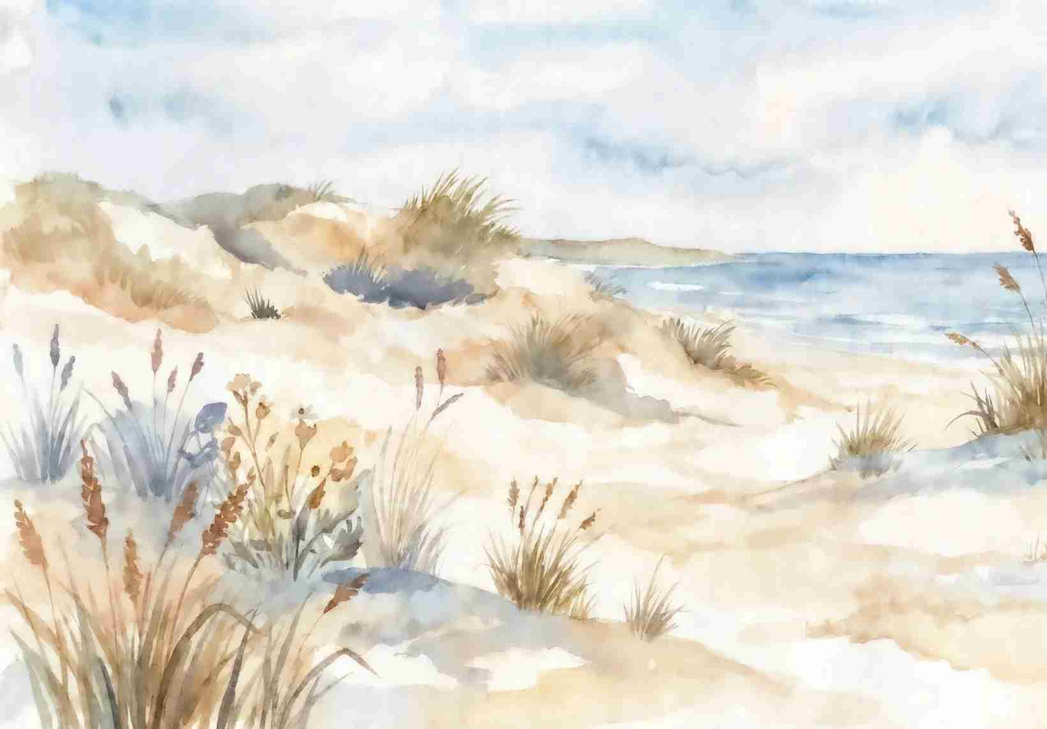 Lumière des Dunes – Papier peint panoramique bord de mer - Illulart: Papier peint panoramique
