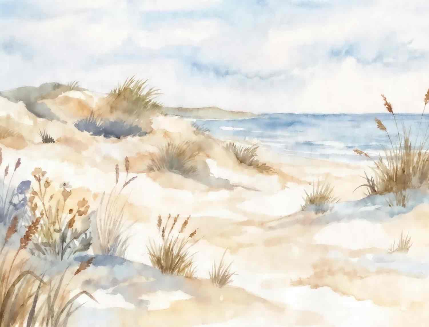 Lumière des Dunes – Papier peint panoramique bord de mer - Illulart: Papier peint panoramique