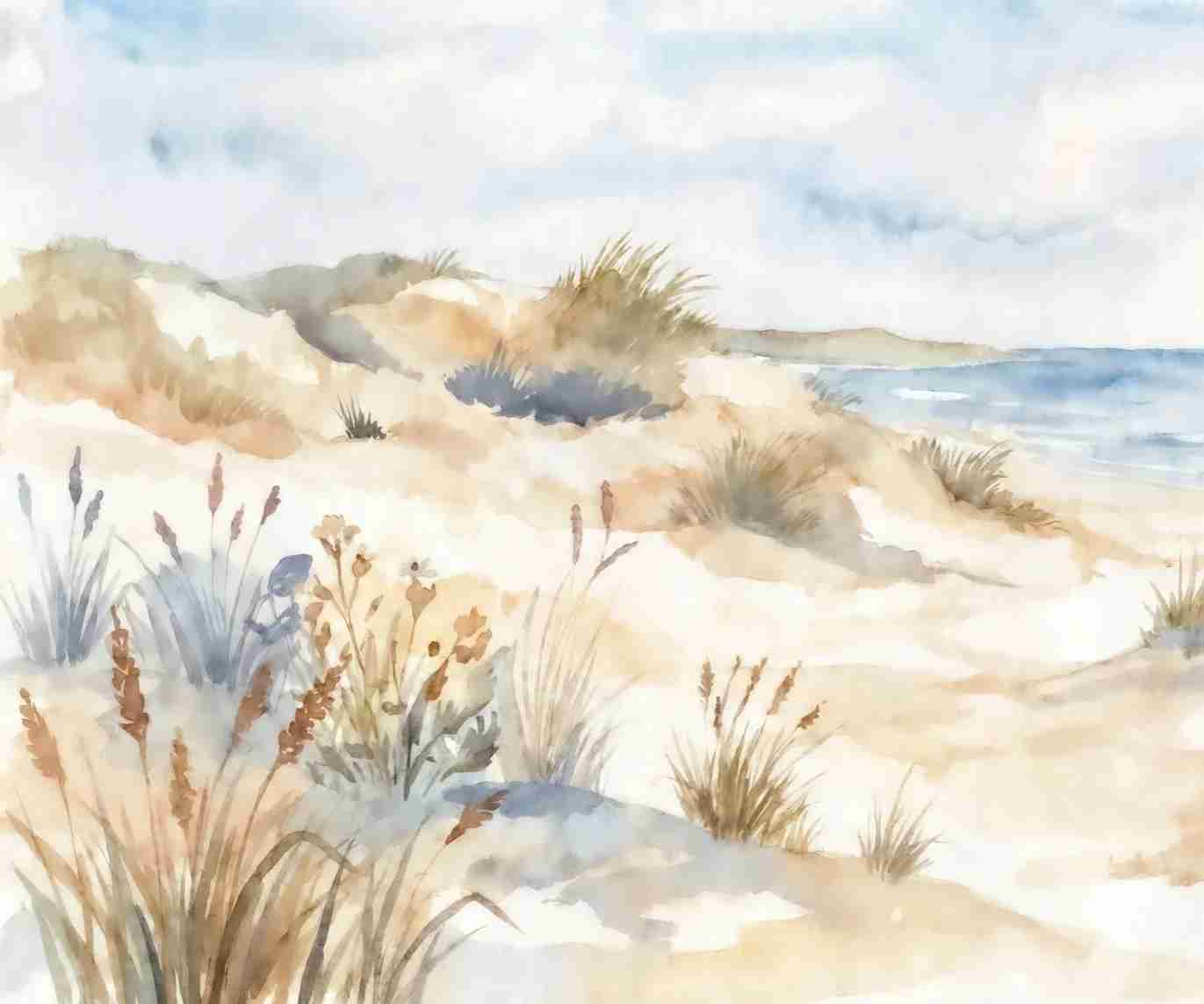 Lumière des Dunes – Papier peint panoramique bord de mer - Illulart: Papier peint panoramique