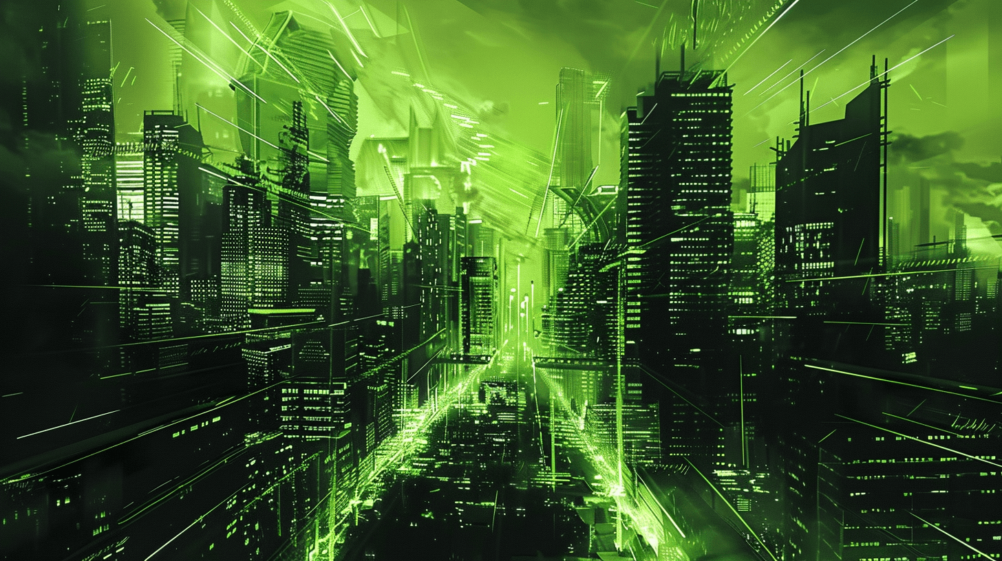 Green light on futuristic horizon