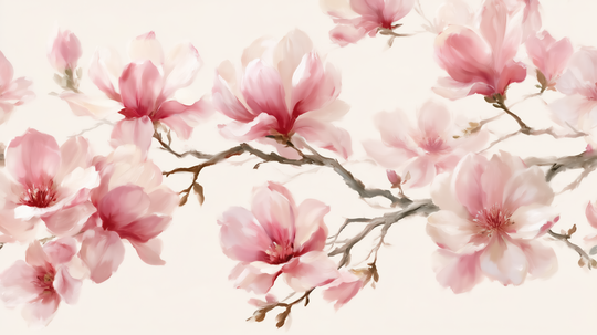 L'Éveil du Magnolia - papier peint panoramique, motif à plat