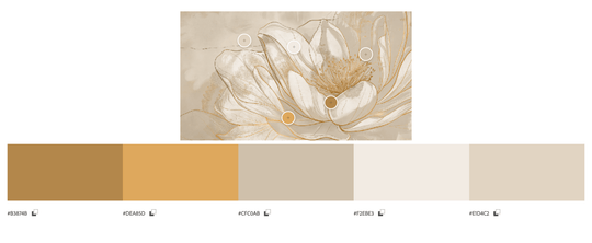 Magnolia doré - Volutes florales en or - Illulart: Papier peint panoramique