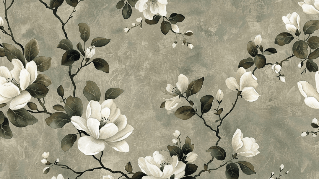 Magnolias en Douceur - Papier Peint Élégant et Serein - Illulart: Papier peint panoramique