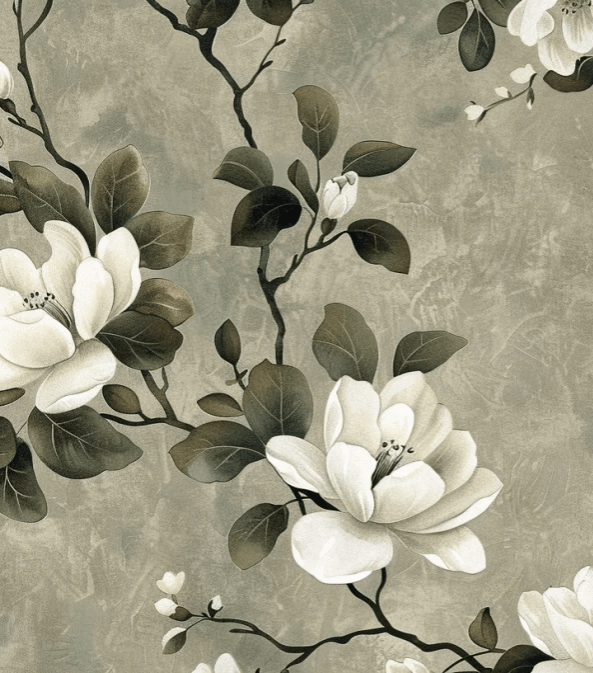 Magnolias en Douceur - Papier Peint Élégant et Serein - Illulart: Papier peint panoramique