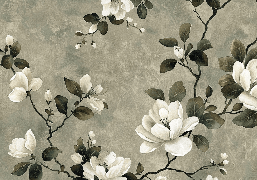 Magnolias en Douceur - Papier Peint Élégant et Serein - Illulart: Papier peint panoramique