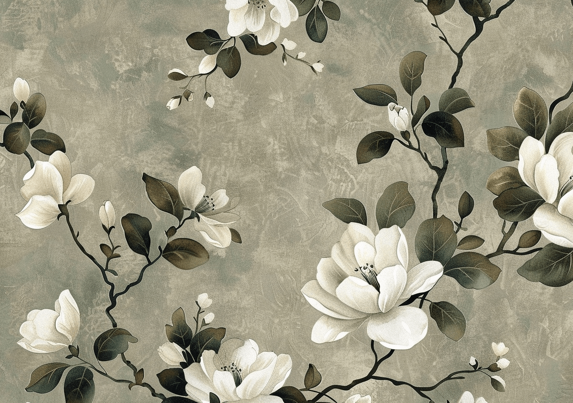 Magnolias en Douceur - Papier Peint Élégant et Serein - Illulart: Papier peint panoramique