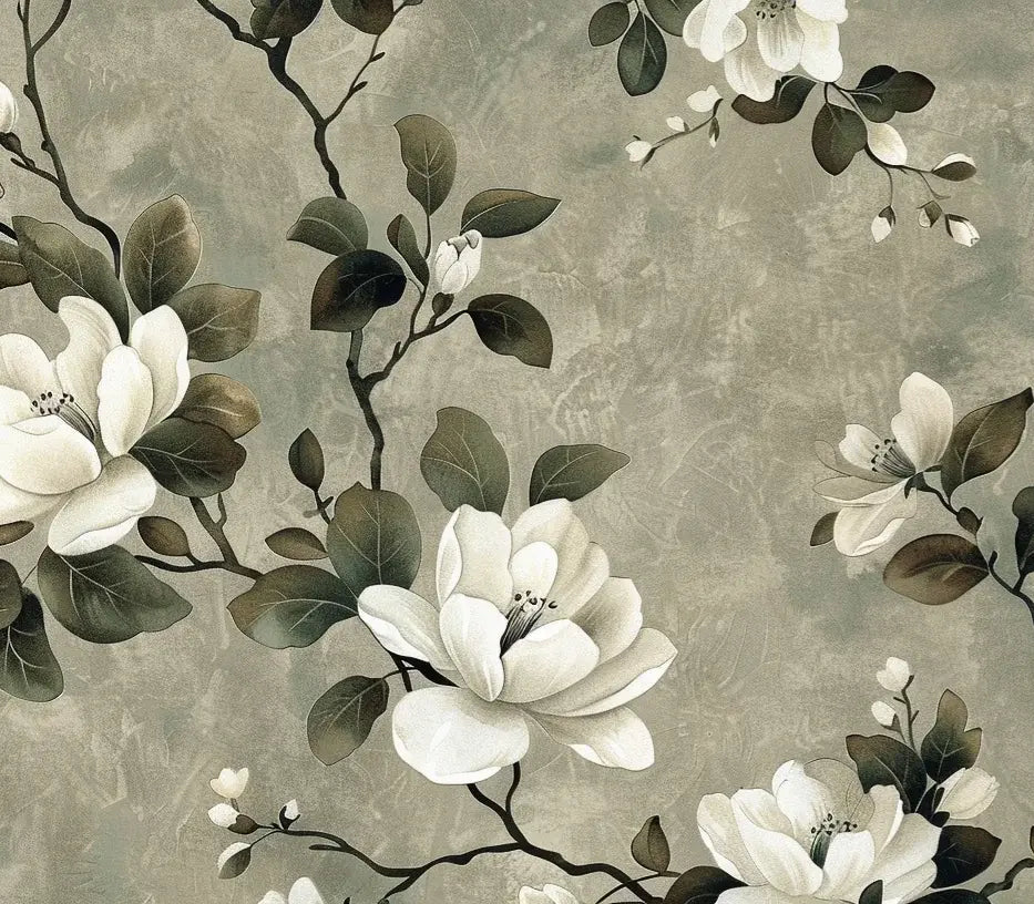 Magnolias en Douceur - Papier Peint Élégant et Serein - Illulart: Papier peint panoramique