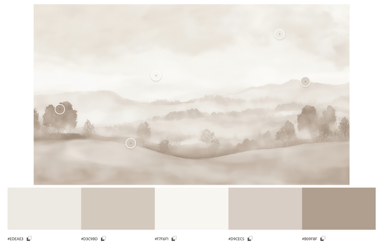 Matin calme – Papier peint paysage brumeux minimaliste et doux en beige - Illulart: Papier peint panoramique