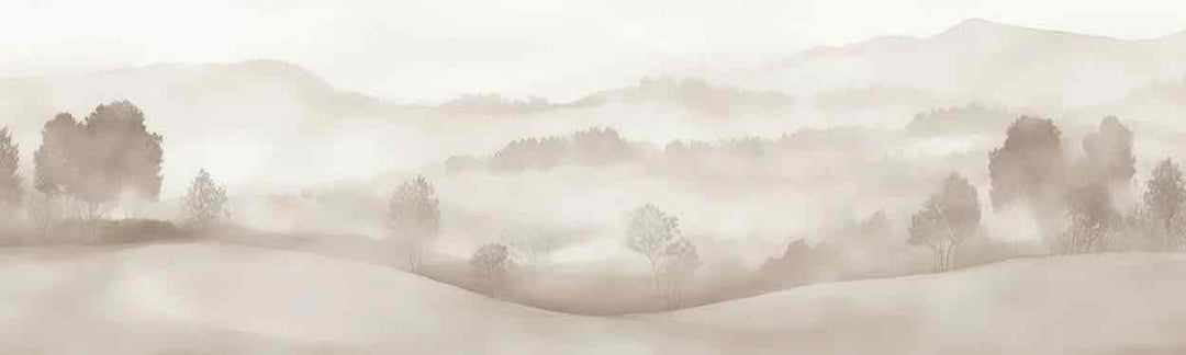 Matin calme – Papier peint paysage brumeux minimaliste et doux en beige - Illulart: Papier peint panoramique