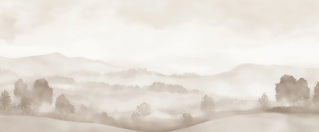 Matin calme – Papier peint paysage brumeux minimaliste et doux en beige - Illulart: Papier peint panoramique