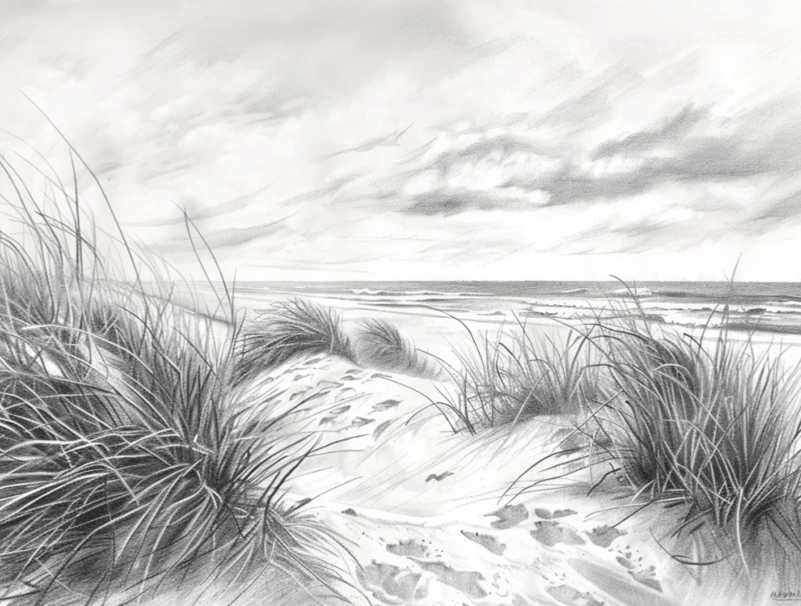 Mélodie des Dunes – Harmonie des Grains de Sable en Noir et Blanc - Illulart: Papier peint panoramique