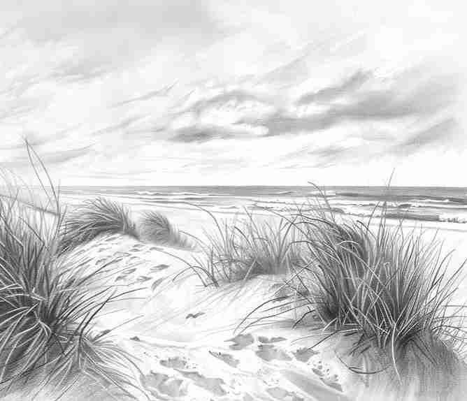 Mélodie des Dunes – Harmonie des Grains de Sable en Noir et Blanc - Illulart: Papier peint panoramique