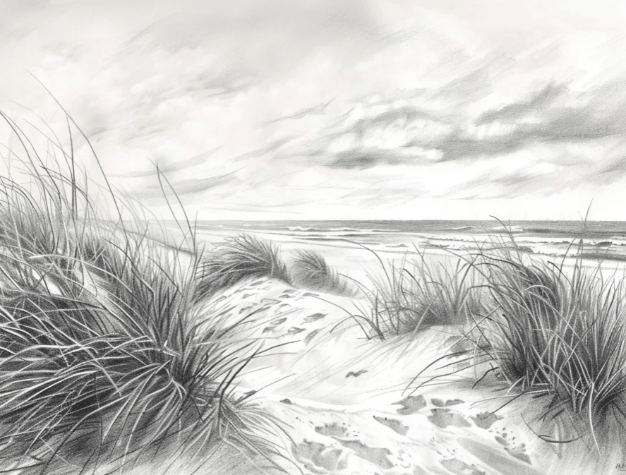 Mélodie des Dunes – Harmonie des Grains de Sable en Noir et Blanc - Illulart: Papier peint panoramique