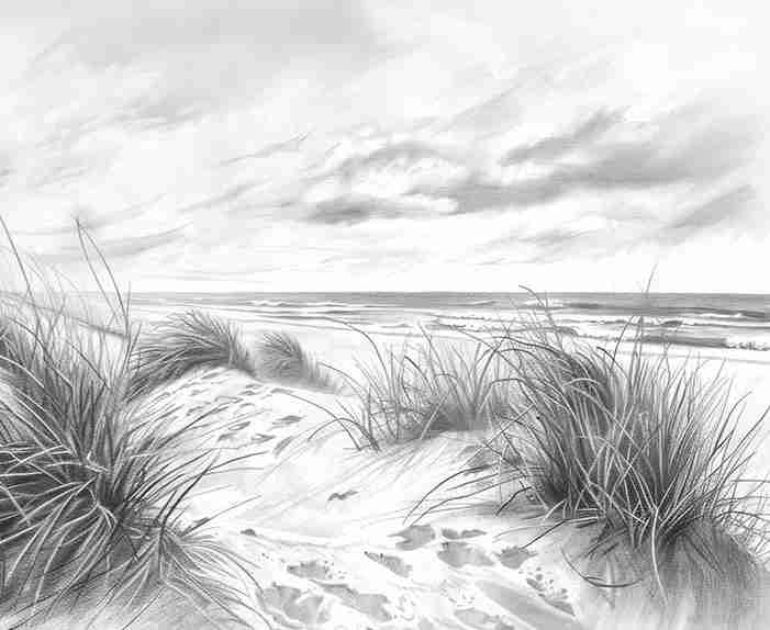 Mélodie des Dunes – Harmonie des Grains de Sable en Noir et Blanc - Illulart: Papier peint panoramique