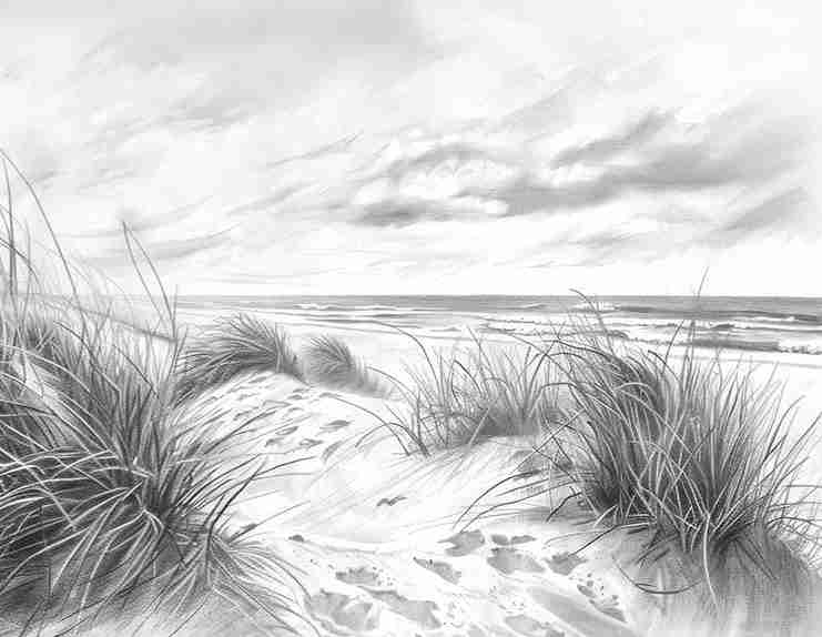 Mélodie des Dunes – Harmonie des Grains de Sable en Noir et Blanc - Illulart: Papier peint panoramique