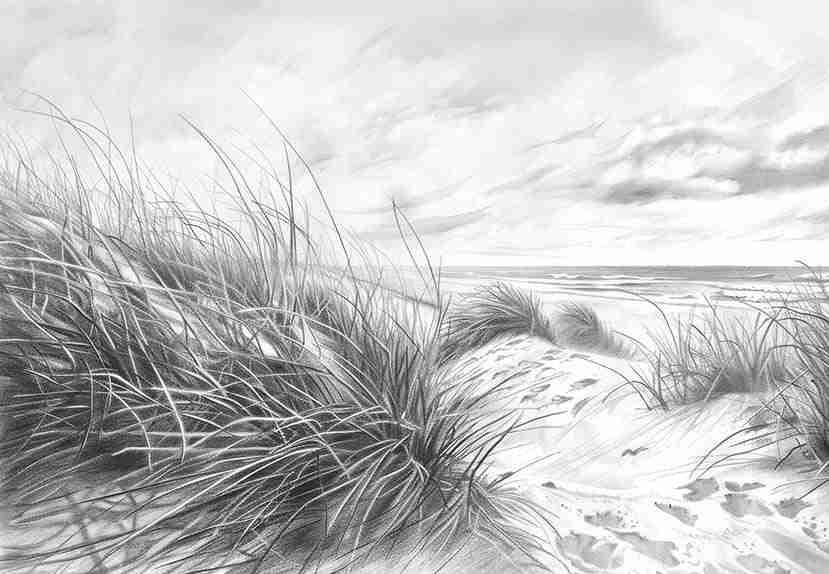 Mélodie des Dunes – Harmonie des Grains de Sable en Noir et Blanc - Illulart: Papier peint panoramique