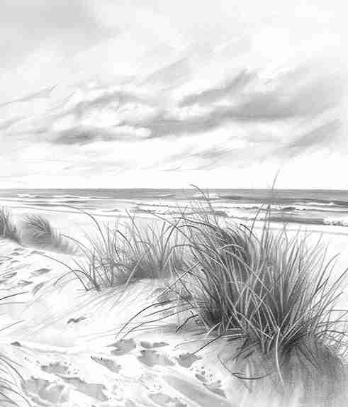 Mélodie des Dunes – Harmonie des Grains de Sable en Noir et Blanc - Illulart: Papier peint panoramique