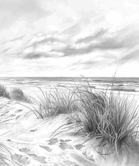 Mélodie des Dunes – Harmonie des Grains de Sable en Noir et Blanc - Illulart: Papier peint panoramique