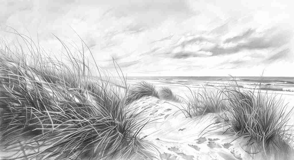 Mélodie des Dunes – Harmonie des Grains de Sable en Noir et Blanc