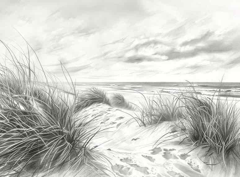 Mélodie des Dunes – Harmonie des Grains de Sable en Noir et Blanc - Illulart: Papier peint panoramique