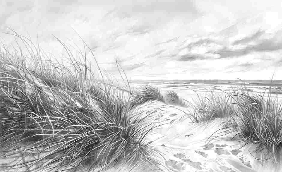 Mélodie des Dunes – Harmonie des Grains de Sable en Noir et Blanc - Illulart: Papier peint panoramique