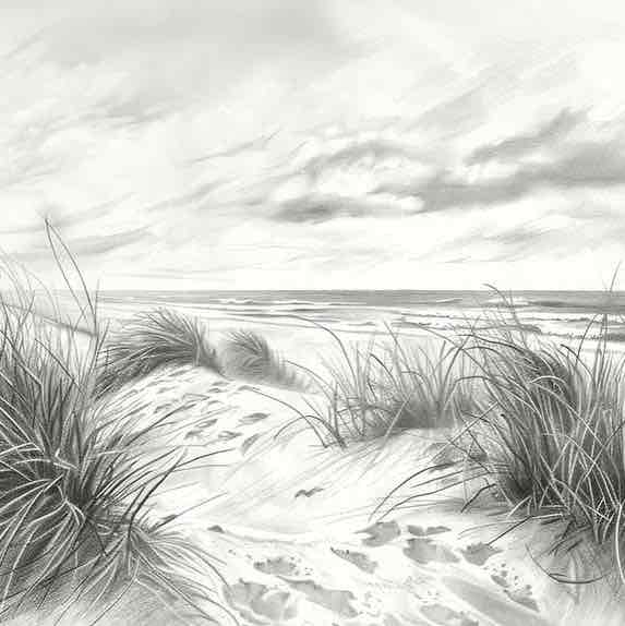 Mélodie des Dunes – Harmonie des Grains de Sable en Noir et Blanc - Illulart: Papier peint panoramique