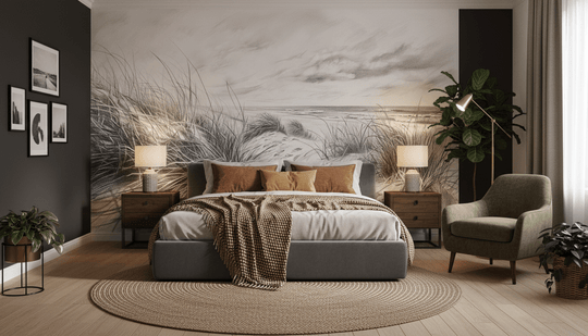 Mélodie des Dunes – Harmonie des Grains de Sable en Noir et Blanc - Illulart: Papier peint panoramique