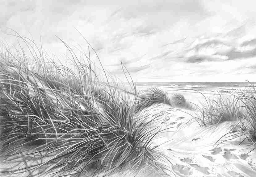 Mélodie des Dunes – Harmonie des Grains de Sable en Noir et Blanc - Illulart: Papier peint panoramique