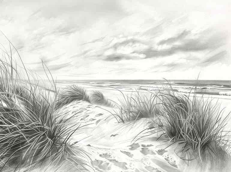 Mélodie des Dunes – Harmonie des Grains de Sable en Noir et Blanc - Illulart: Papier peint panoramique