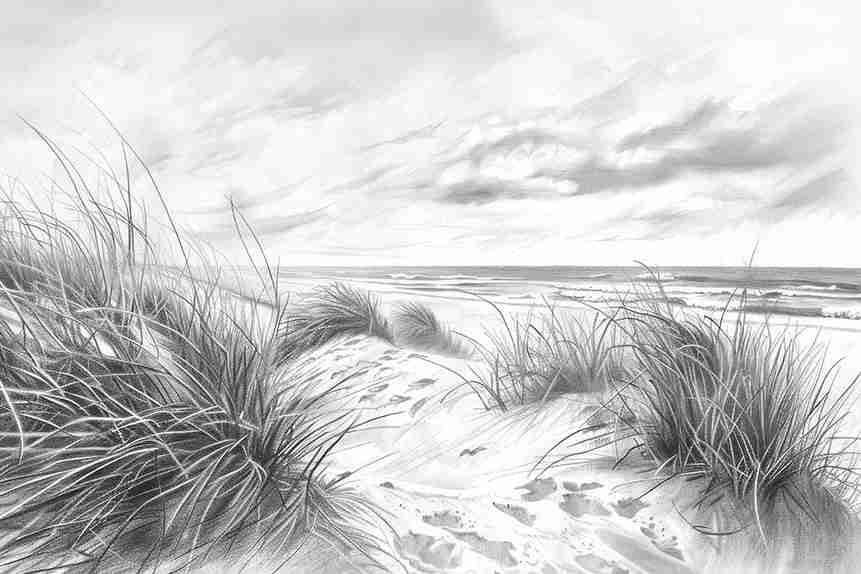 Mélodie des Dunes – Harmonie des Grains de Sable en Noir et Blanc - Illulart: Papier peint panoramique