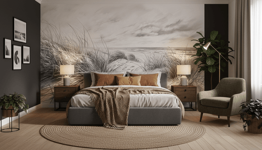 Mélodie des Dunes – Harmonie des Grains de Sable en Noir et Blanc - Illulart: Papier peint panoramique