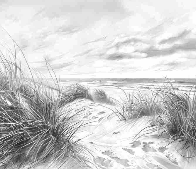 Mélodie des Dunes – Harmonie des Grains de Sable en Noir et Blanc - Illulart: Papier peint panoramique