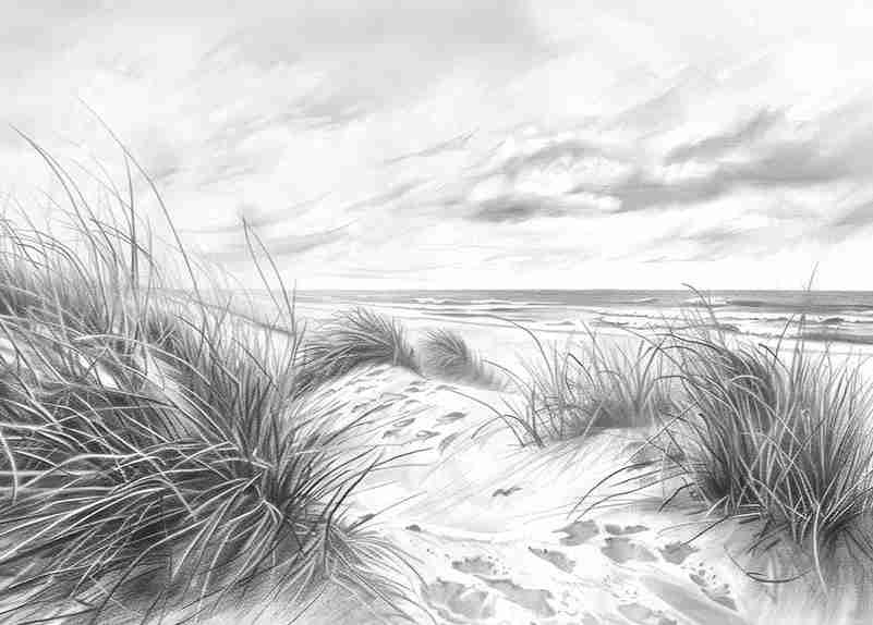 Mélodie des Dunes – Harmonie des Grains de Sable en Noir et Blanc - Illulart: Papier peint panoramique