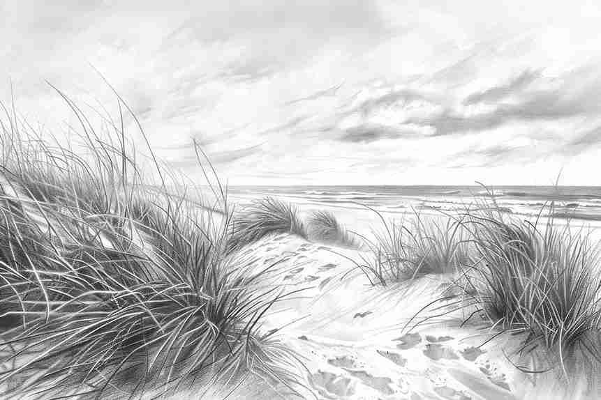 Mélodie des Dunes – Harmonie des Grains de Sable en Noir et Blanc - Illulart: Papier peint panoramique