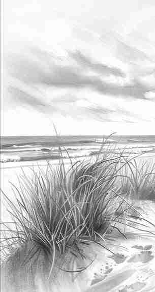Mélodie des Dunes – Harmonie des Grains de Sable en Noir et Blanc