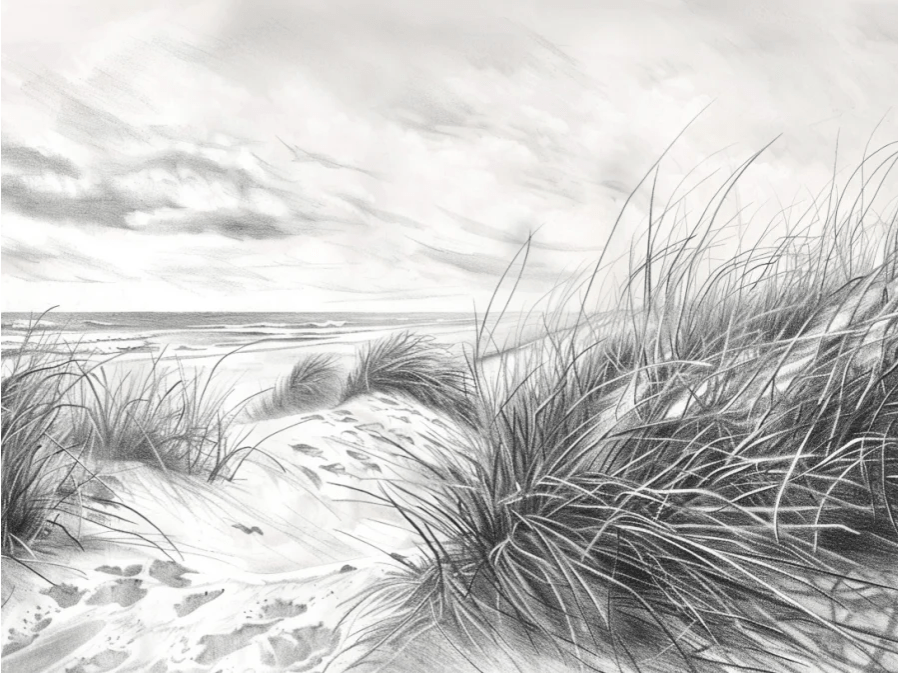 Mélodie des Dunes – Harmonie des Grains de Sable en Noir et Blanc - Illulart: Papier peint panoramique