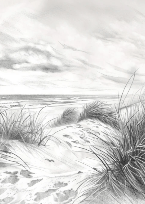 Mélodie des Dunes – Harmonie des Grains de Sable en Noir et Blanc - Illulart: Papier peint panoramique