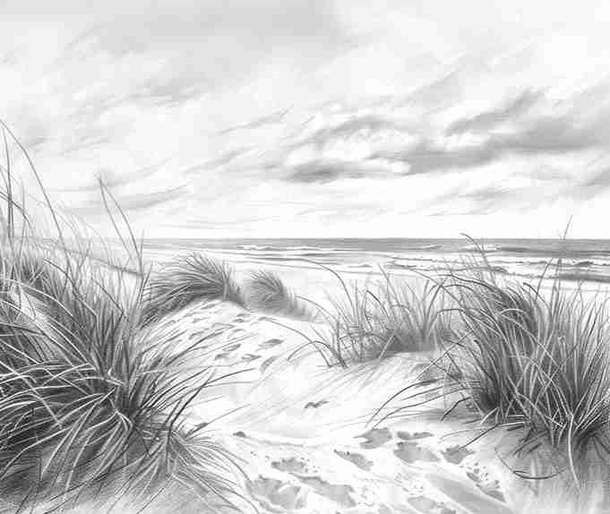 Mélodie des Dunes – Harmonie des Grains de Sable en Noir et Blanc - Illulart: Papier peint panoramique