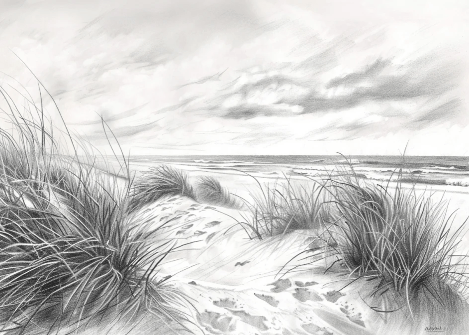 Mélodie des Dunes – Harmonie des Grains de Sable en Noir et Blanc - Illulart: Papier peint panoramique