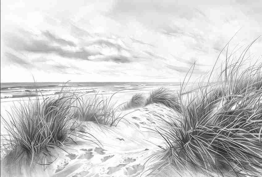 Mélodie des Dunes – Harmonie des Grains de Sable en Noir et Blanc - Illulart: Papier peint panoramique