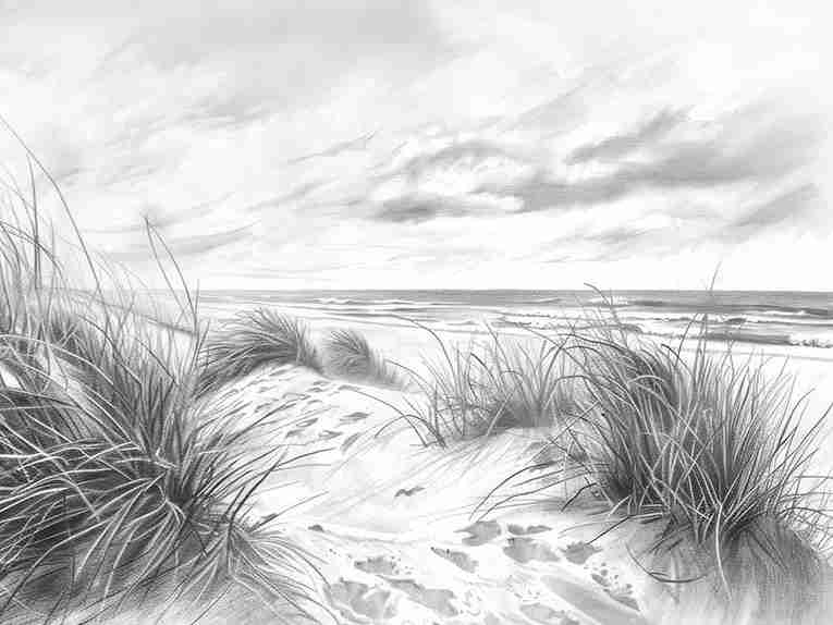 Mélodie des Dunes – Harmonie des Grains de Sable en Noir et Blanc - Illulart: Papier peint panoramique
