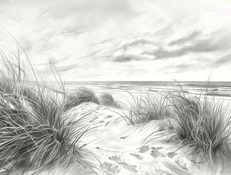 Mélodie des Dunes – Harmonie des Grains de Sable en Noir et Blanc - Illulart: Papier peint panoramique