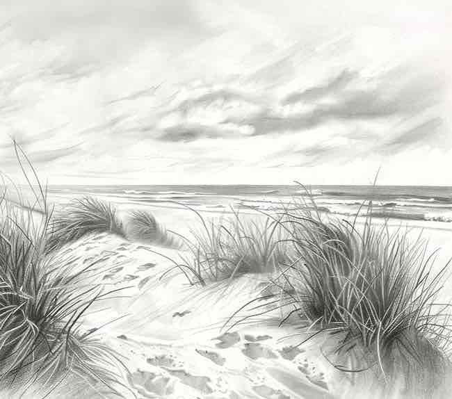 Mélodie des Dunes – Harmonie des Grains de Sable en Noir et Blanc - Illulart: Papier peint panoramique