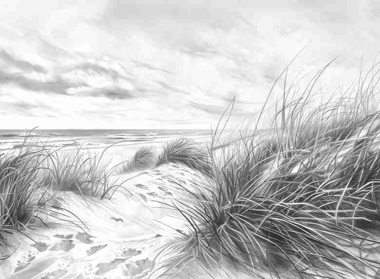 Mélodie des Dunes – Harmonie des Grains de Sable en Noir et Blanc - Illulart: Papier peint panoramique