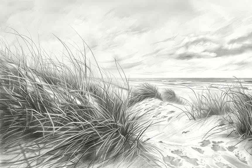 Mélodie des Dunes – Harmonie des Grains de Sable en Noir et Blanc - Illulart: Papier peint panoramique