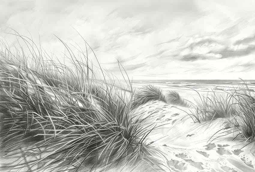 Mélodie des Dunes – Harmonie des Grains de Sable en Noir et Blanc - Illulart: Papier peint panoramique