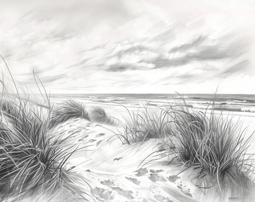 Mélodie des Dunes – Harmonie des Grains de Sable en Noir et Blanc - Illulart: Papier peint panoramique