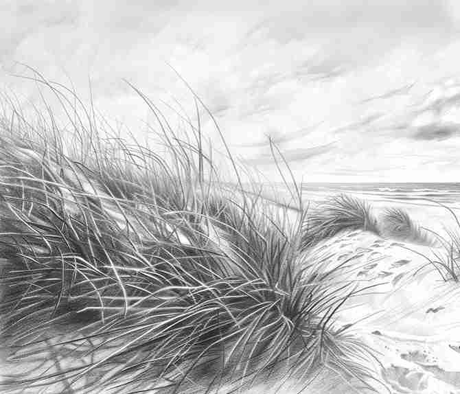 Mélodie des Dunes – Harmonie des Grains de Sable en Noir et Blanc