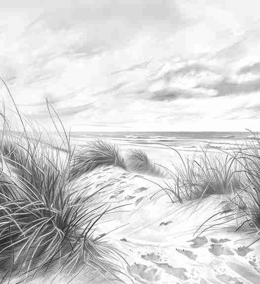 Mélodie des Dunes – Harmonie des Grains de Sable en Noir et Blanc - Illulart: Papier peint panoramique
