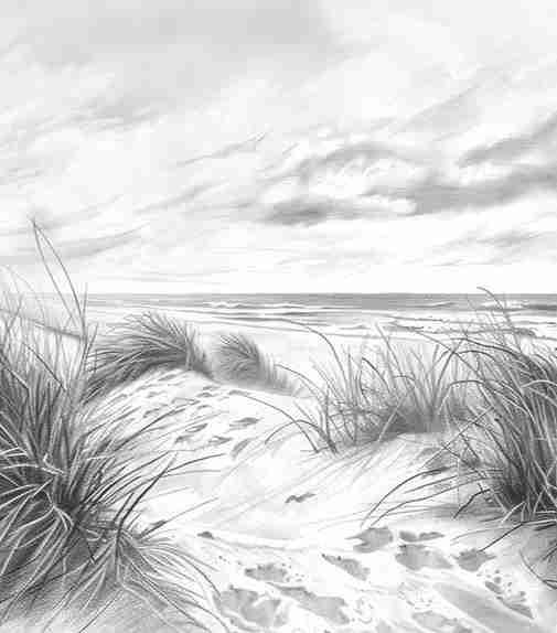 Mélodie des Dunes – Harmonie des Grains de Sable en Noir et Blanc